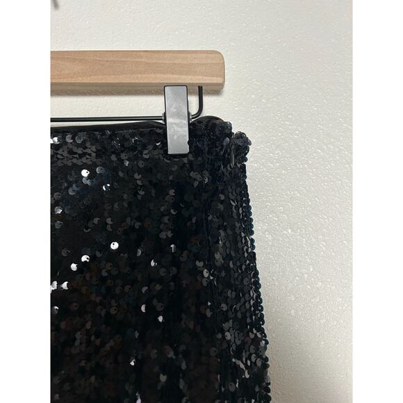 Reformation Black Martina Showgirl Sequin Mini Beaded Fringe Womens Skirt Size 2 - Picture 5 of 8